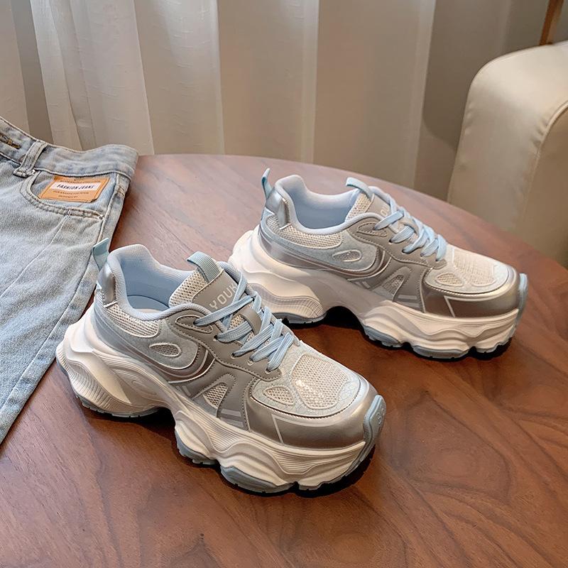 

Четыре сезона, подходящие для ношения, туфли на платформе Muffin Dad Shoes, женские, 2024, новые сетчатые, дышащие, удобные, повседневные, трендовые кроссовки 40