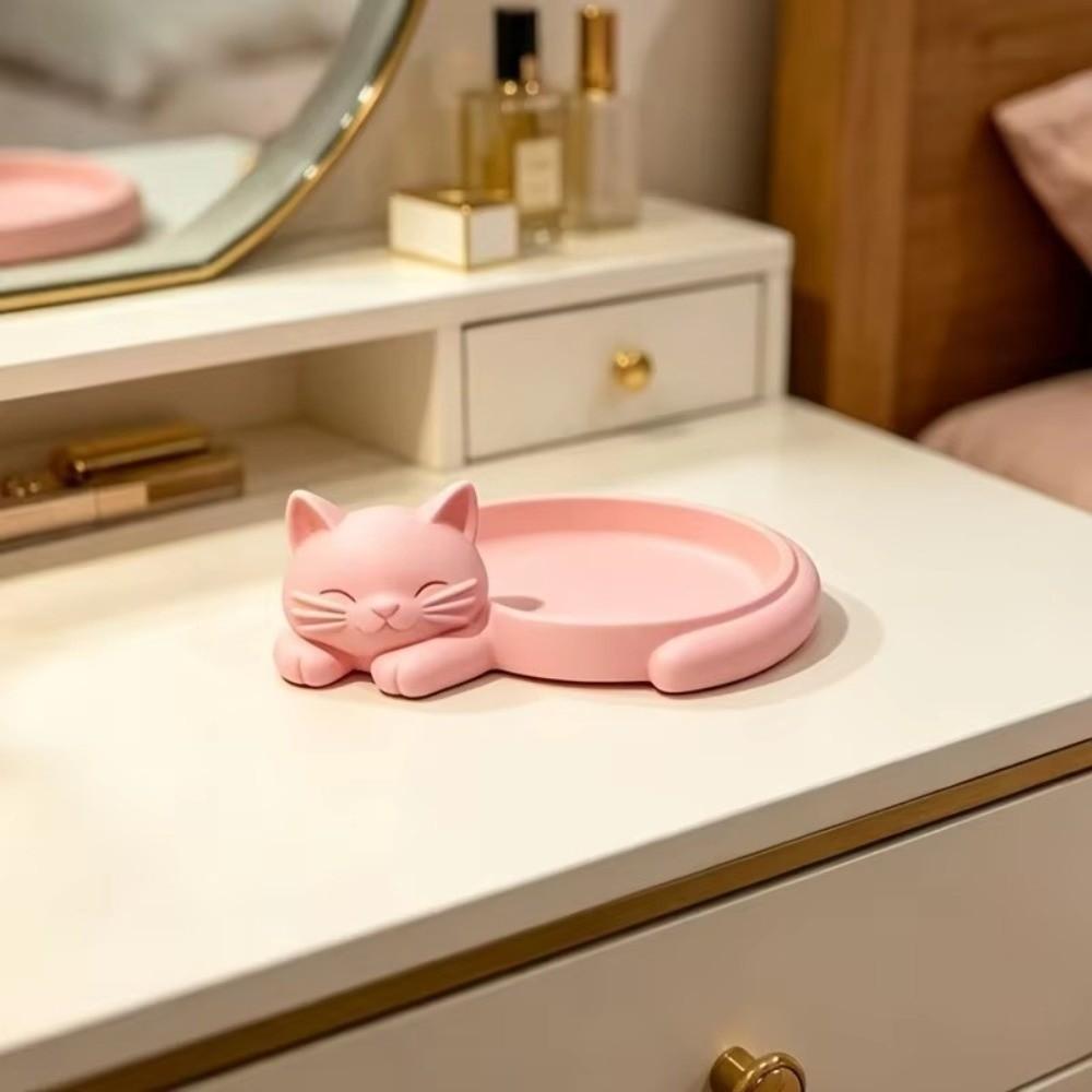 Cat Shaped Storage Tray Nordic Style Storage Holder Cute Design Desktop Ornament Entryway