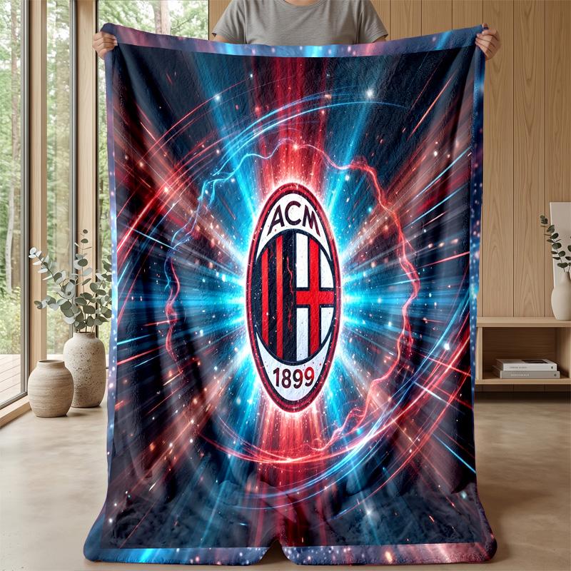 AC Mailand Thema Decke Weiche Flanelldecke Plüsch Überwurfdecke Gemütliche Sofa Bettdecke für Heimdekoration
