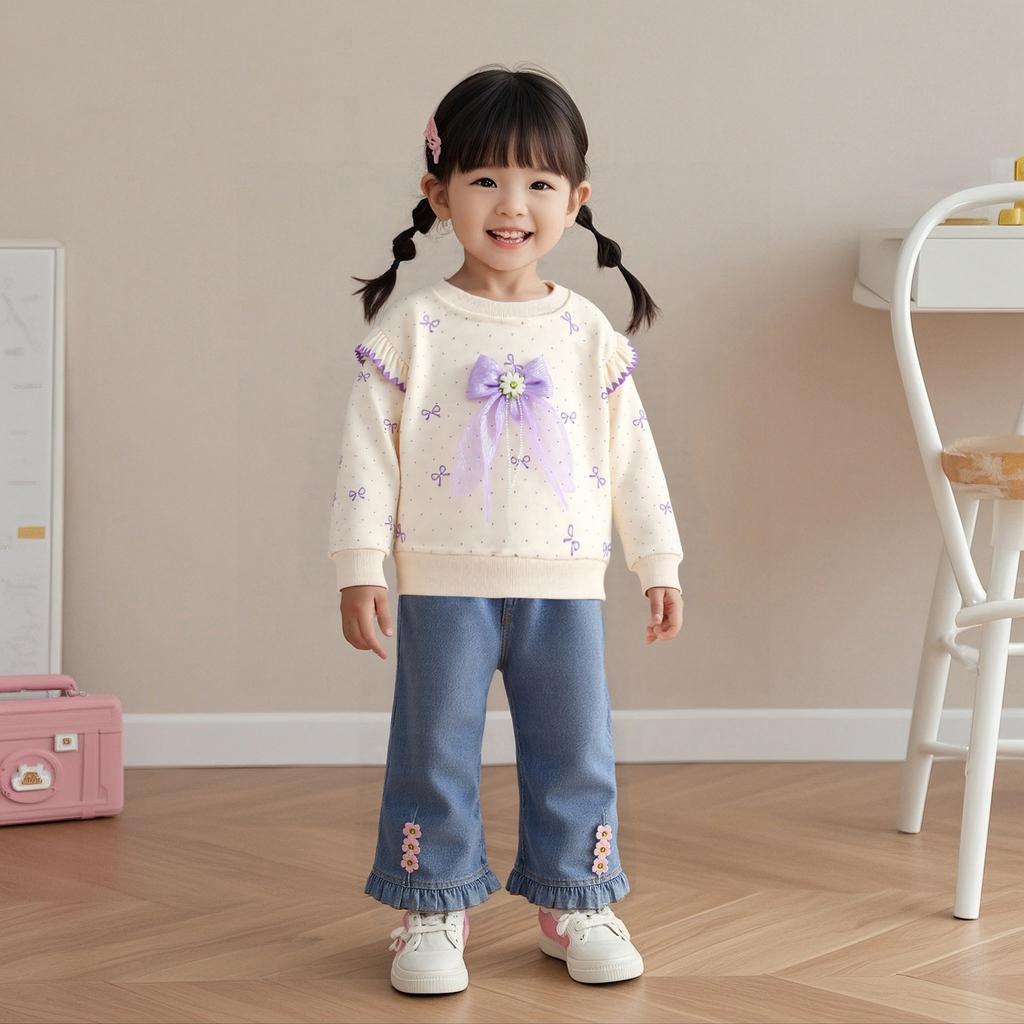 Kids Casual Long-Sleeve Set, Comfortable Daily Wear Outfits