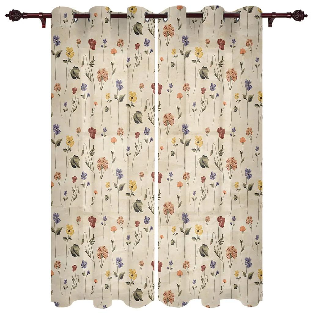 

Retro Floral Tile Pattern Windows Curtains Living Room Bedroom Kitchen Curtains For Children Room Decor Curtains 50W130H(CM)X2PCS&Grommet Top