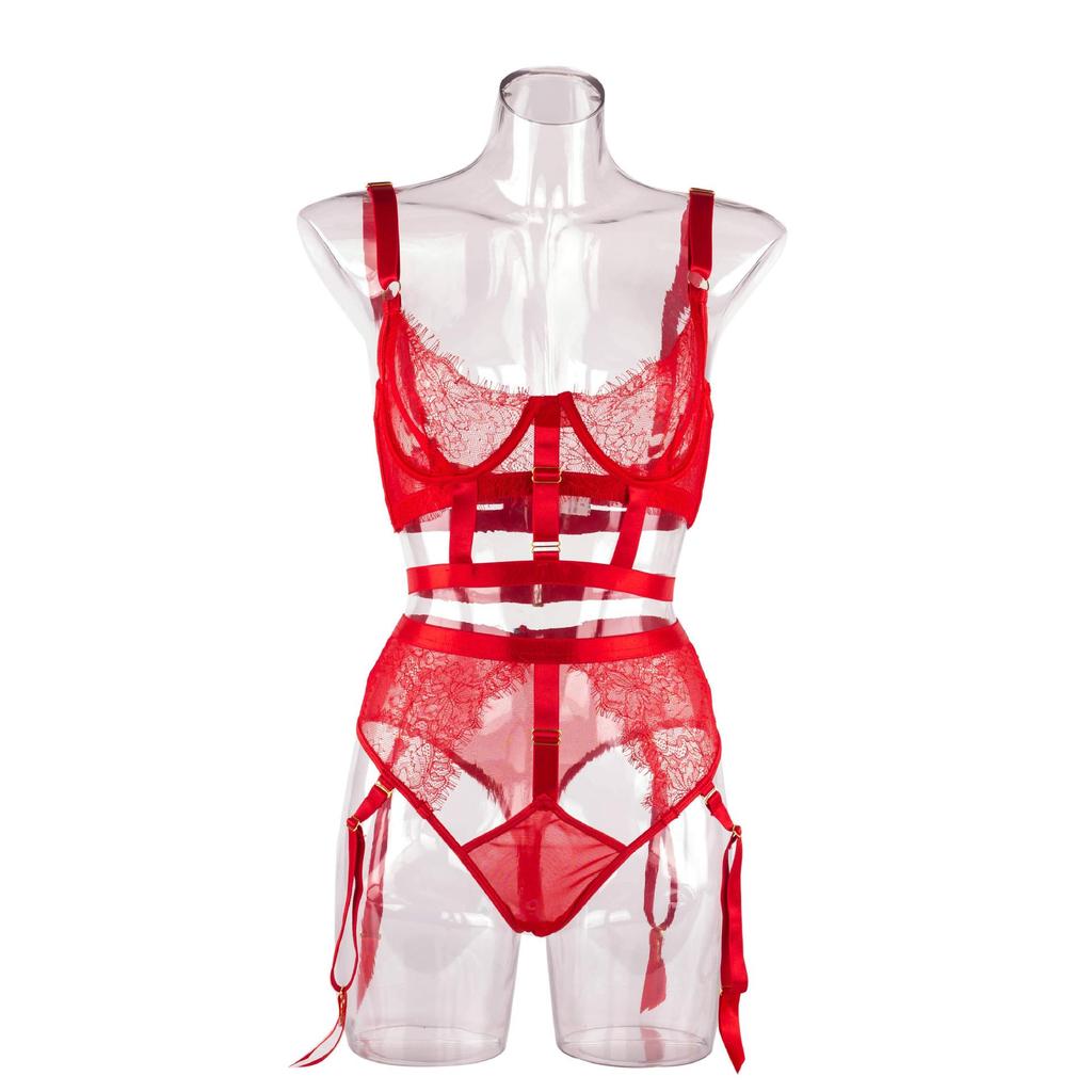 Sexy Eyelash Lace Lingerie Set: Camisole & Body Shaping Split for Women