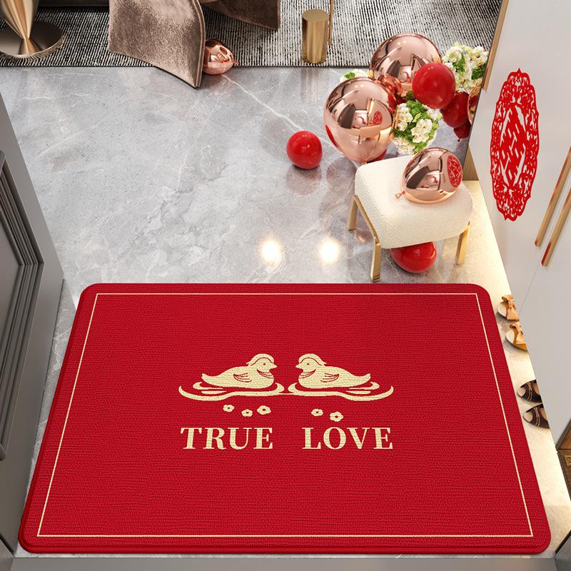 

Китайский красный праздничный входной свадебный коврик Happy Word для входной двери дома коврик для защиты от пыли 50*80cm