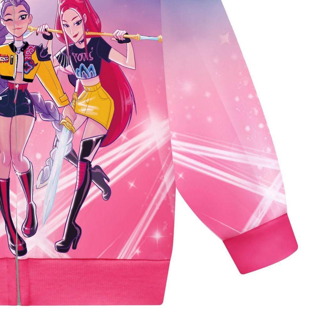 Kids Girls POP Singer Rumi Zoey Mira Printed Casual Hooded Zipper Long Sleeves Jacket Coat