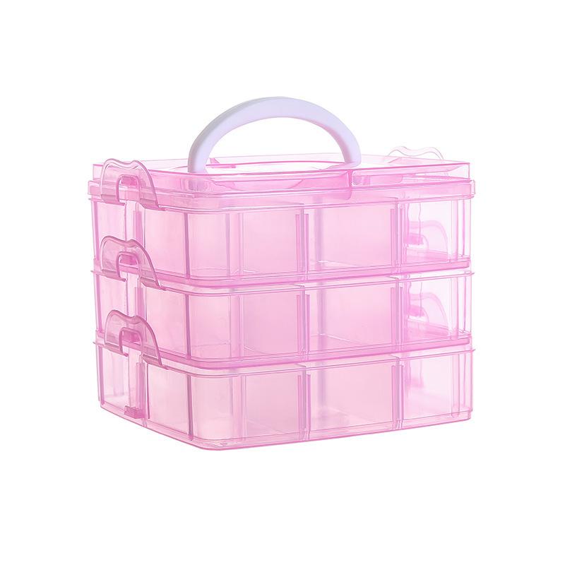 Compact 18-Compartment Three-Layer Portable Jewelry and Tool Organizer Box