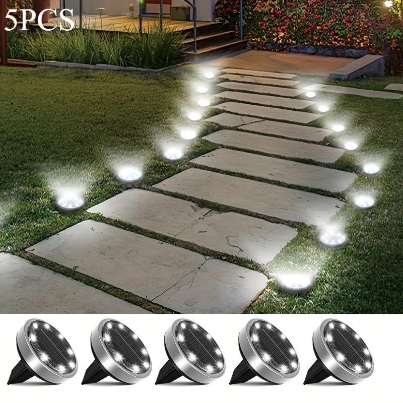 5PCS 8LED Super Bright Solar Buried Light, Outdoor IP44 Waterproof, Automatic Closing and Opening, Warm Light, White Light
