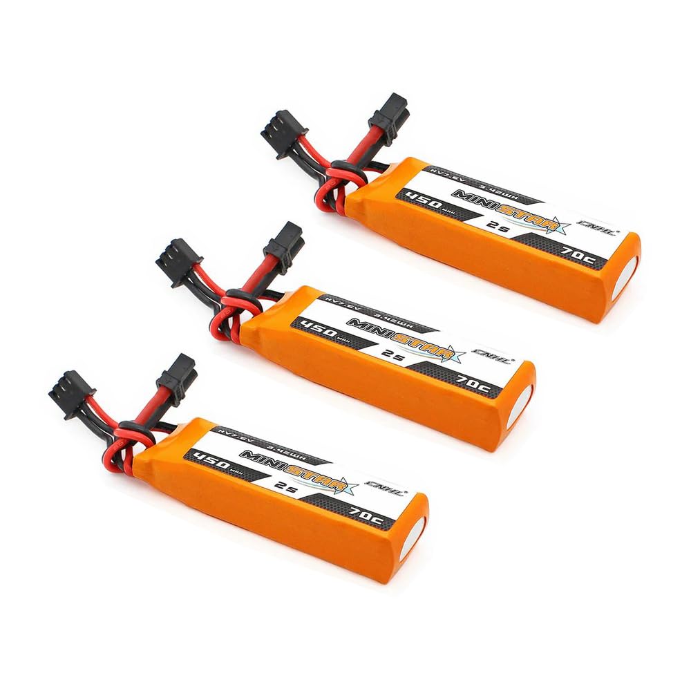 

CNHL MiniStar LiHV 2S 450mAh 70C LiPo Battery with XT30U High Discharge High for RC FPV Pack of 3 7.6V Connector, Rate, Capacity, Drones,