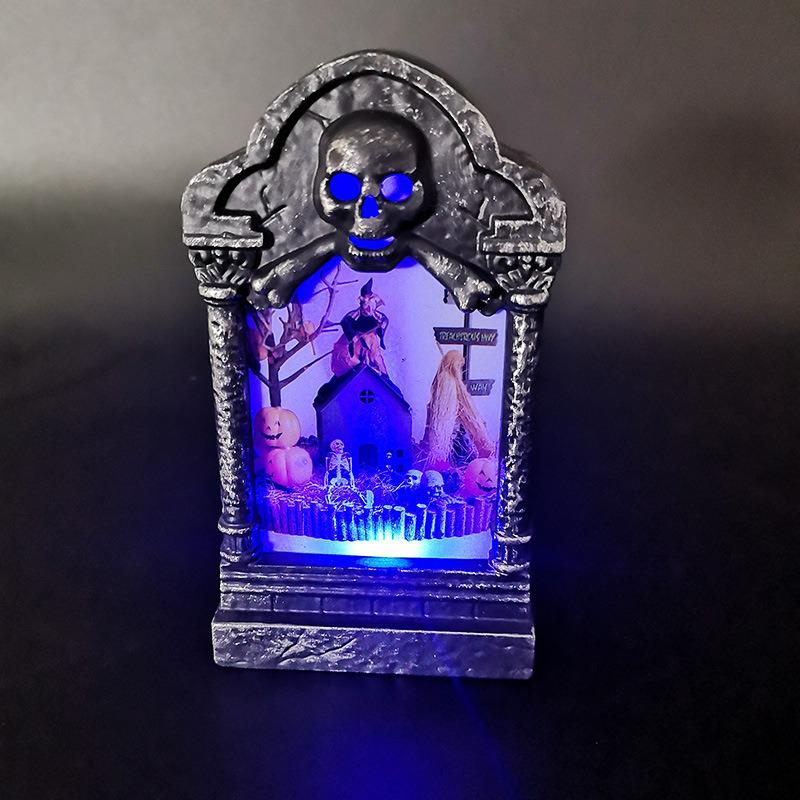 Halloween Tombstone Skull & Cross Lamp: Pumpkin, Skull & Handheld Candle Decor Prop