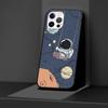Cartoon Cute Astronaut Case for Apple iPhone 14 11 13 12 Pro Max XR 7 8 + SE 2020 XS 6 6s Plus 5 5s Black Silicone Phone Cover