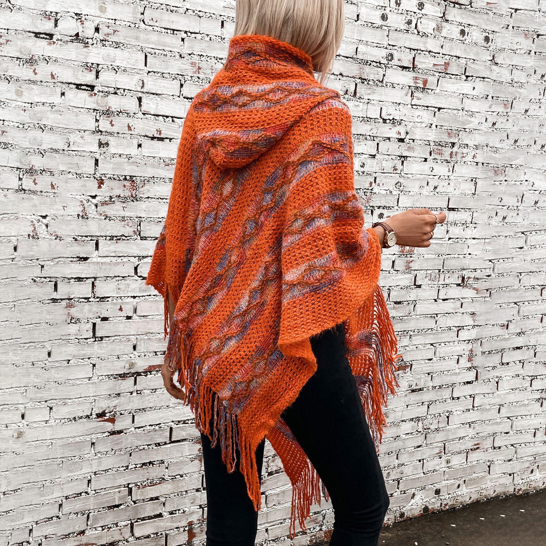 Осень и зима Женский принт Свободный рукав летучая мышь Перекрестная граница Плащ — фото 3