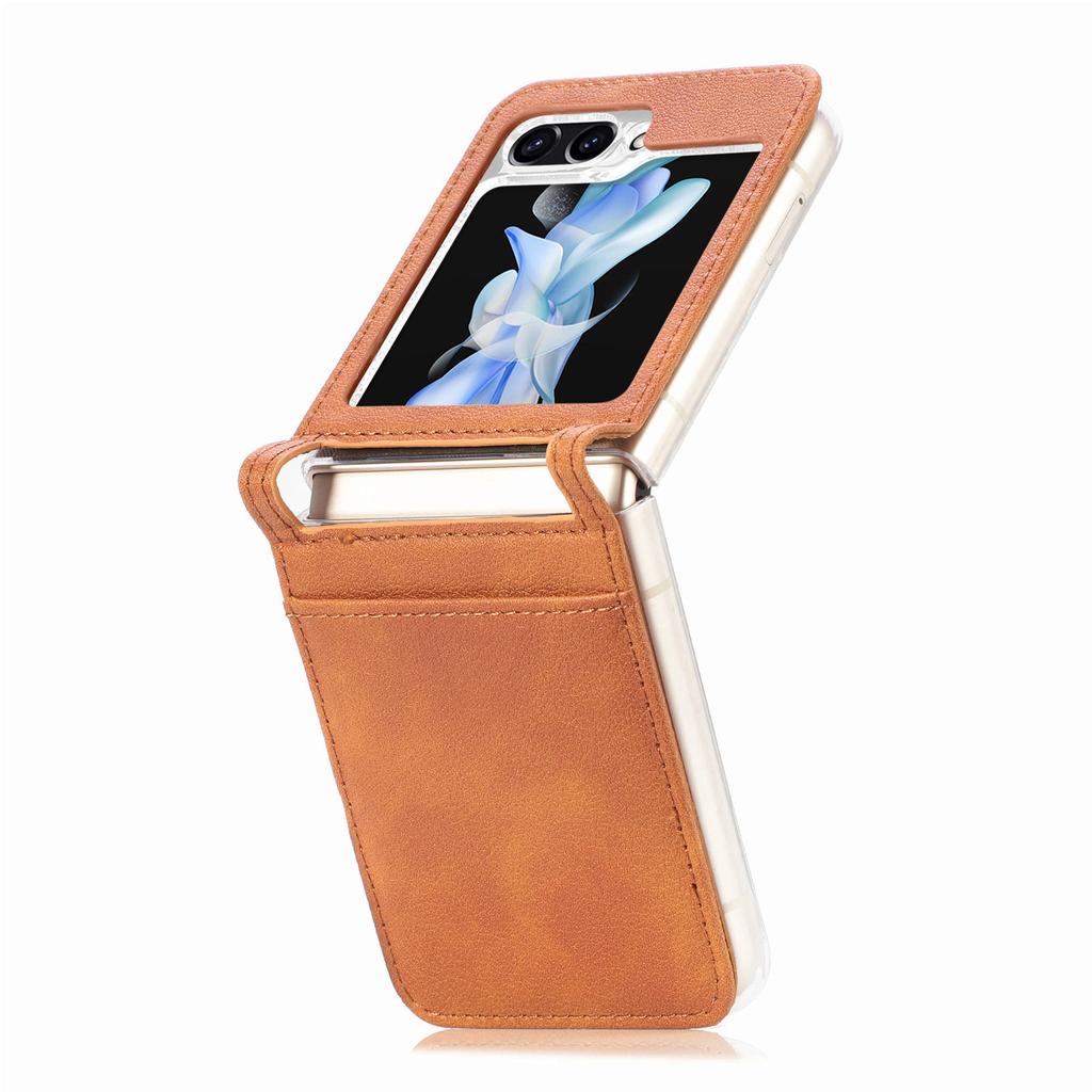 For Samsung Galaxy Z Flip7 FE 5G/Z Flip6 5G Case Card Slot Leather+PC Phone Cover