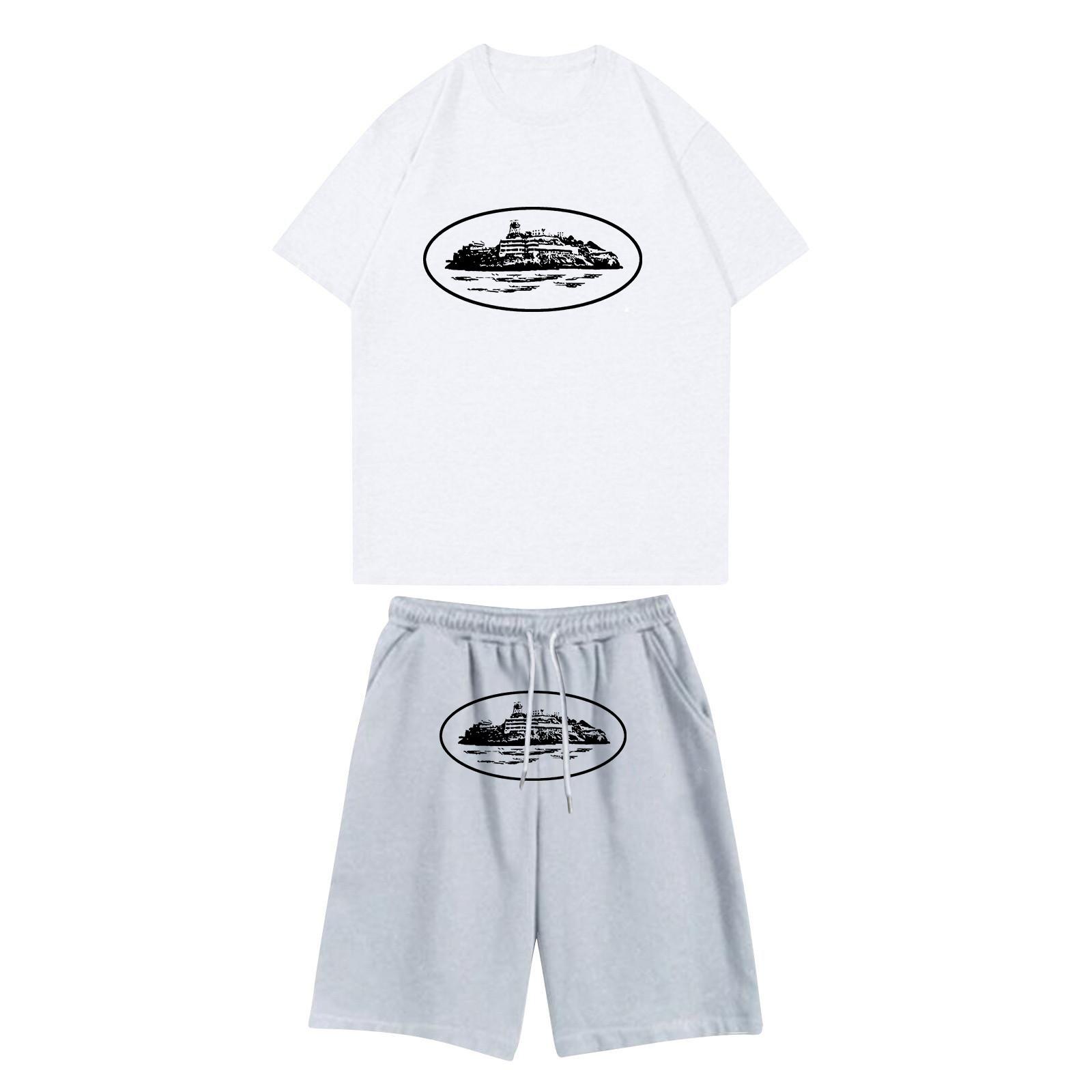 

Children s Casual Jogging Set Paired With Short Sleeved Shorts Two-piece Set L білий