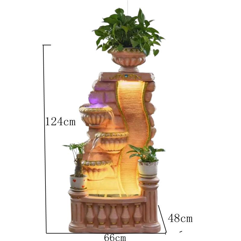 European Style Feng Shui Water Feature with Fish Tank and Water Curtain - Wealth Attraction Ornament for Home Decor