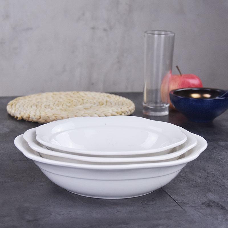 Elegant White Ceramic Pickled Fish & Noodle Bowl for Home or Restaurant Use