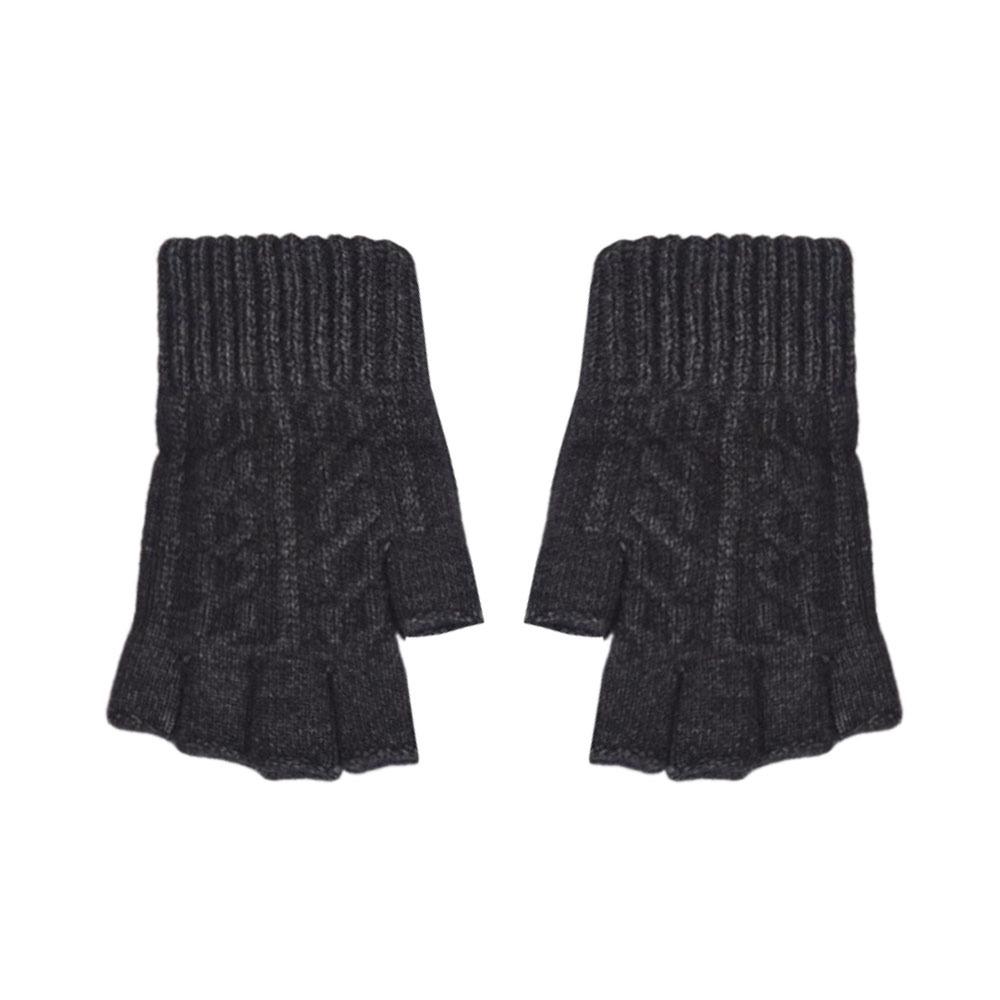 Fashion Solid Color Winter Gloves Exposed Finger Thick Half Finger Gloves Hand Protector Warm Mittens Outdoor