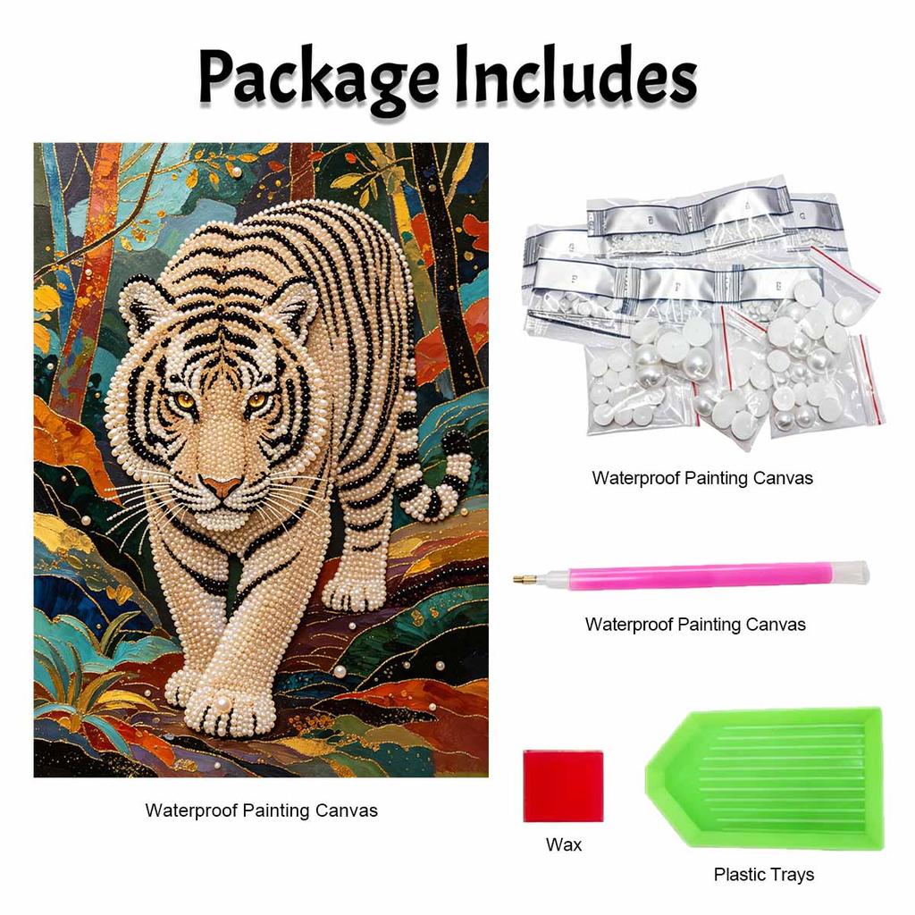 Tiger Pearl Kit DIY 5D Rhinestone Art Craft for Adults Home Party Decoration Handmade Gift
