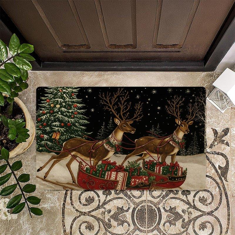 1 Stück Anti-Ermüdungs-Küchenteppiche Schlitten Weihnachten Wasserdicht Rutschfest Dick Gepolsterte Küchenmatte Schwerlast Komfort Stehmatte für Küche