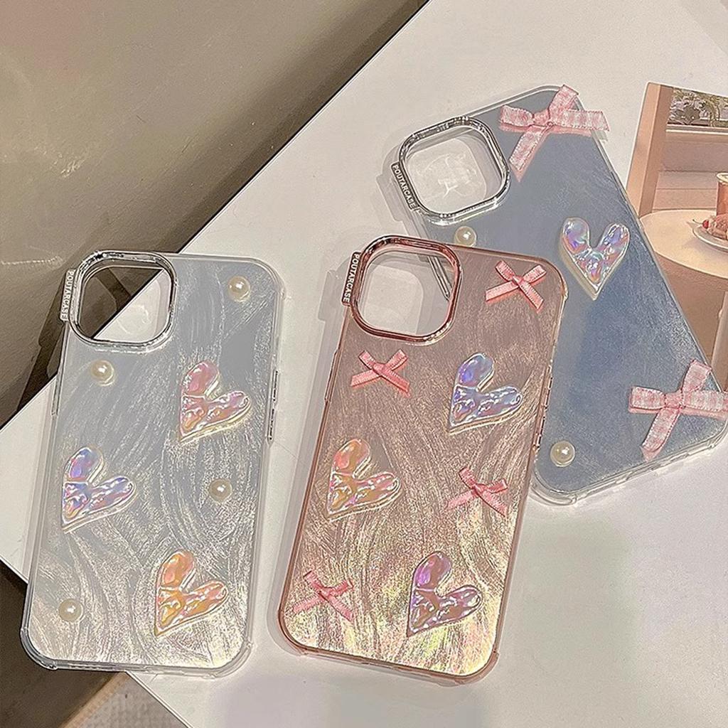 Capa Laço de Pérolas para Menina Para iPhone 11 12 13 14 15Pro ProMax Capa Proteção Contra Quedas