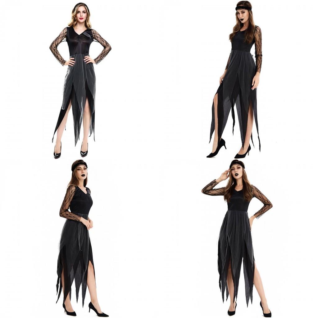 Dark Vampire Bride Halloween Costume For Women With Lace Polyester For Cosplay And Party