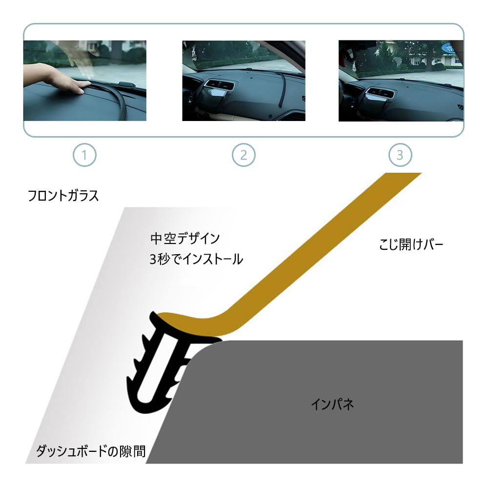 Dashboard Rubber Mall, 3.9 Ft (1.6 M), Automobile Molding Silent, Vibration Prevention, Improves Airtightness,