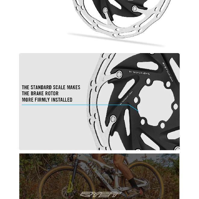 RYET Bicycle Brake Rotors 140mm/160mm 6-Bolts&Center-Lock MTB Rotors Road Bike Bicycle Disc Brake Rotors Bicycle Accessories