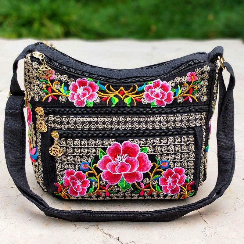 

Женская вышитая сумка для женщин среднего и пожилого возраста, сумка для мамы, сумка через плечо, сумка кроссбоди, холщовая сумка