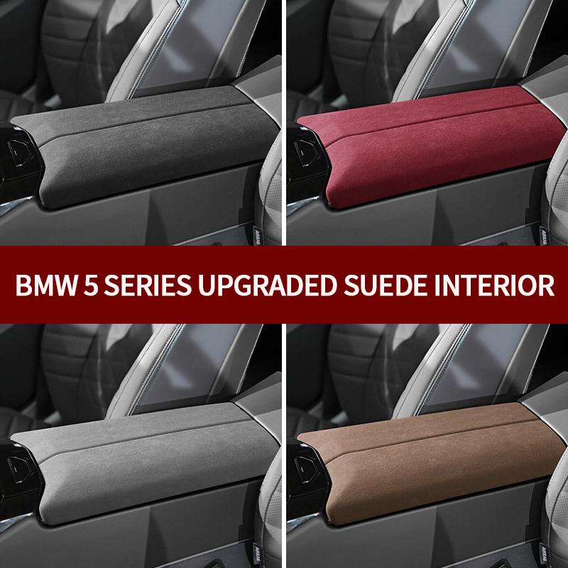 Car Armrest Mat Center Console Suede Carsuede Auto Armrests Pad for BMW 5 Series I5 G60 2024 Car Accessories Made of Alcantara