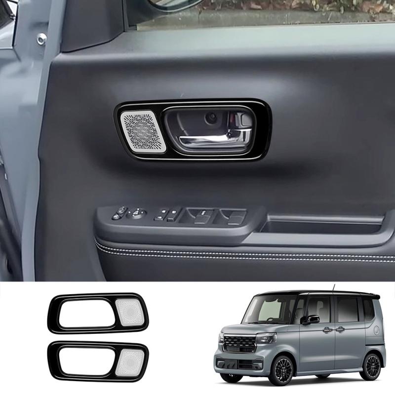RHD ABS black For Honda N-BOX/N-BOX  2024 2025 door handle window switch trument One button start steering wheel cover
