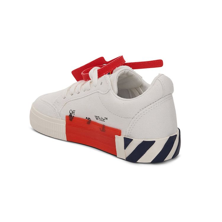 Off-White Cotton Low-Top Lace-Up Fashion Sneakers Kids Sneakers White Black OBIA003S22FAB0010146