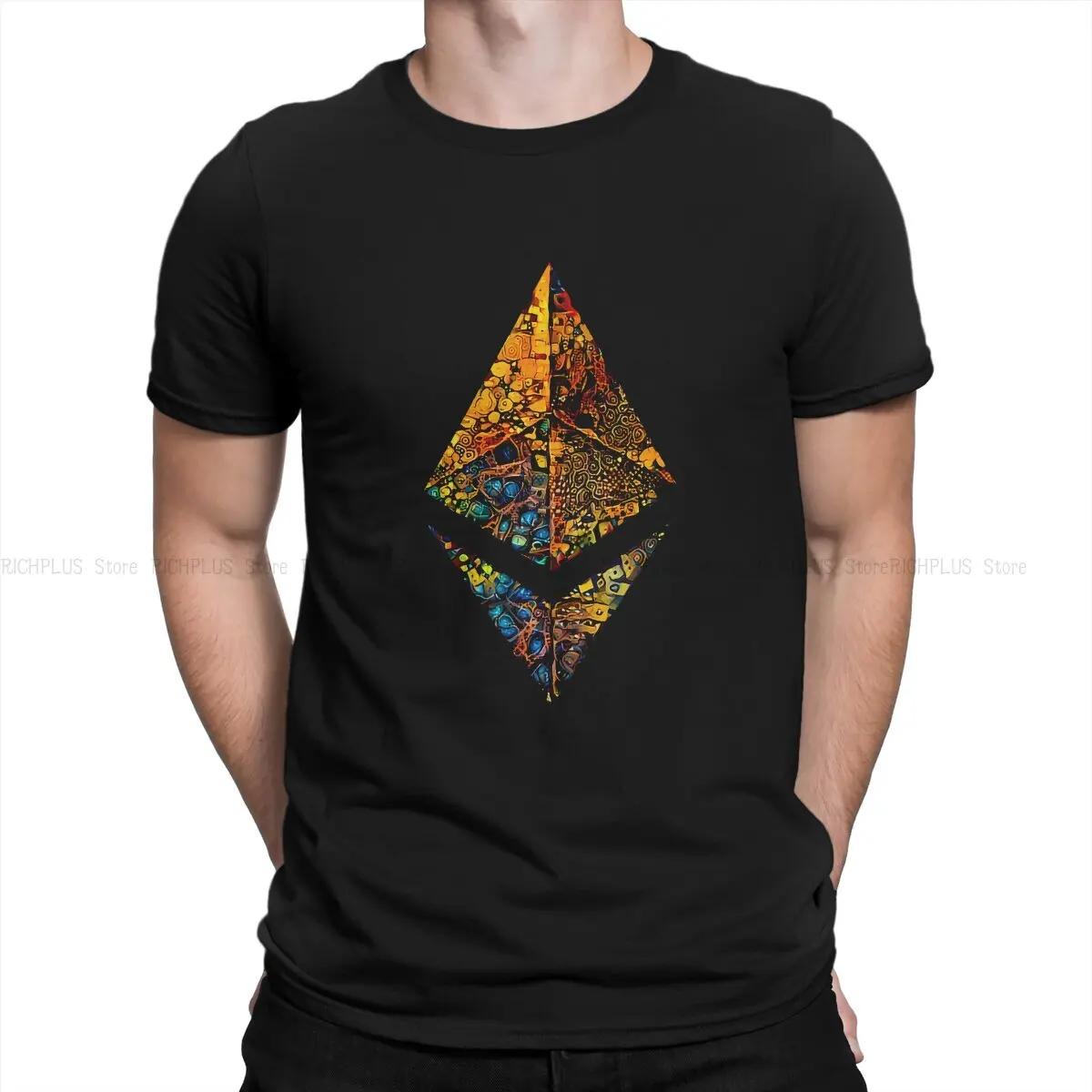 

Cryptocurrency TShirt for Men Gold Leafed ETH Crypto Etherium Round Collar Polyester T Shirt Distinctive Gift Clothes Tops 3XL
