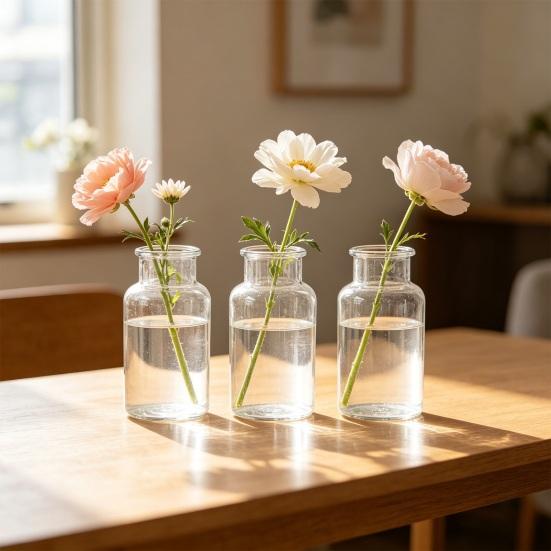 Yousheng Small Vases for Flowers, Mini Clear Glass Bud Vases, Mini Flower Vase for Wedding Table Centerpiece Home Decor,