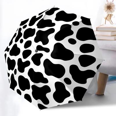 1pc Cow Print Automatic Open/Close Umbrella Compact Folding Umbrella, All-Season Portable Umbrella for Women/Men F1124225