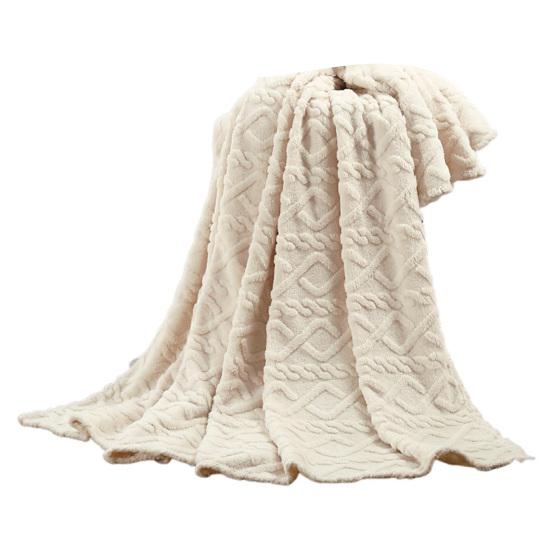 AC Blanket Ultra-Soft Single-layer Plush Comfort Pure Color Jacquard Woven Rhombus Pattern