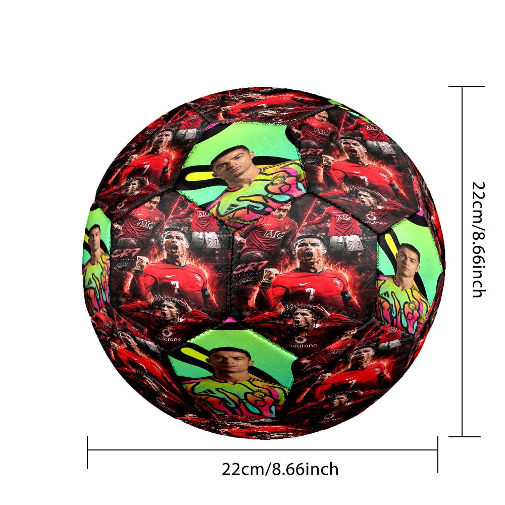 Ronaldo's Cr7 Football Legend Soccer Ball Size 5 Football Machine-Stitched Indoor/Outdoor Training and Matches Soccer Accessory