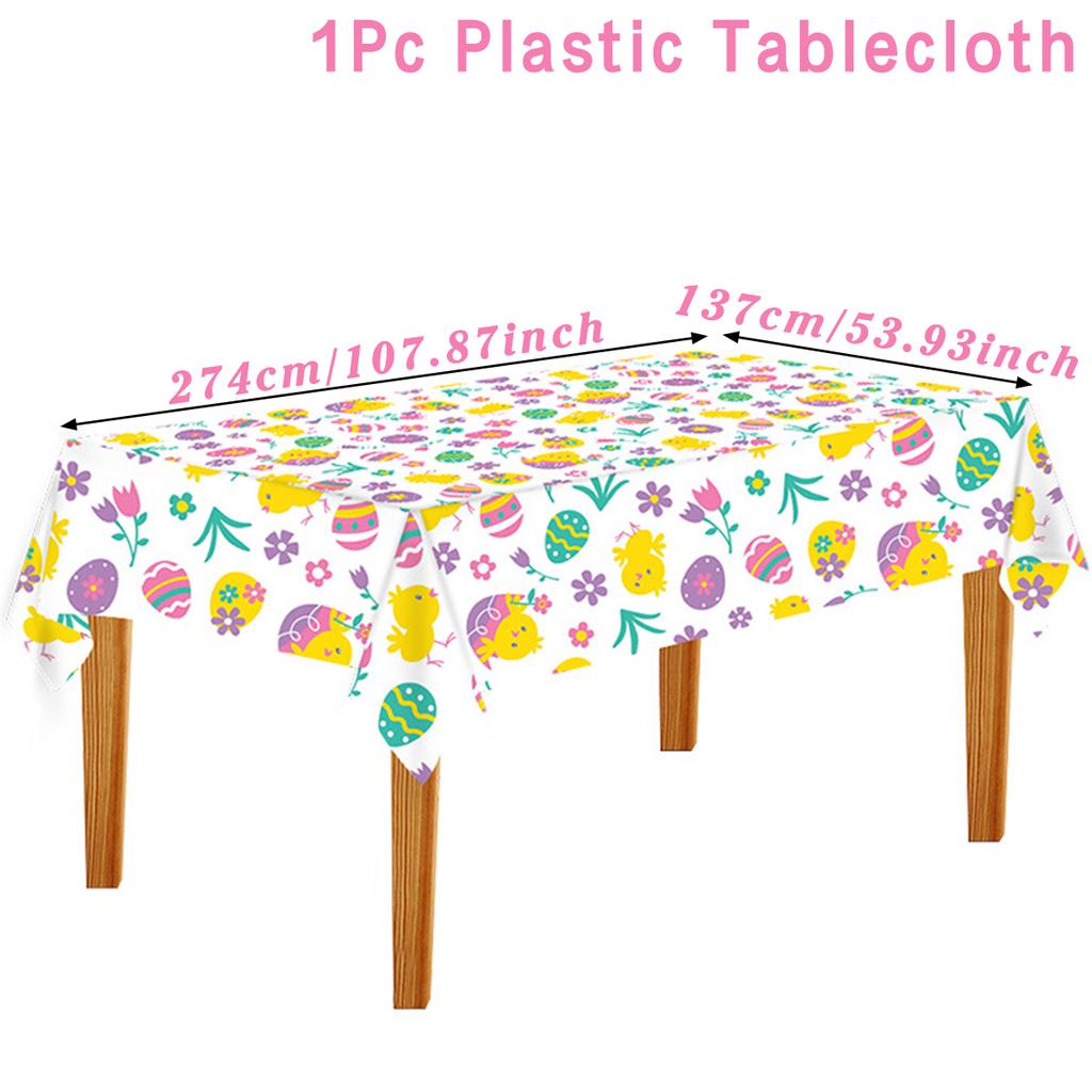 Easter Decoration 2024 Easter Bunny Eggs Paper Plates Napkins Cute Animal Paper Serviettes for Birthday Party Tableware Decor