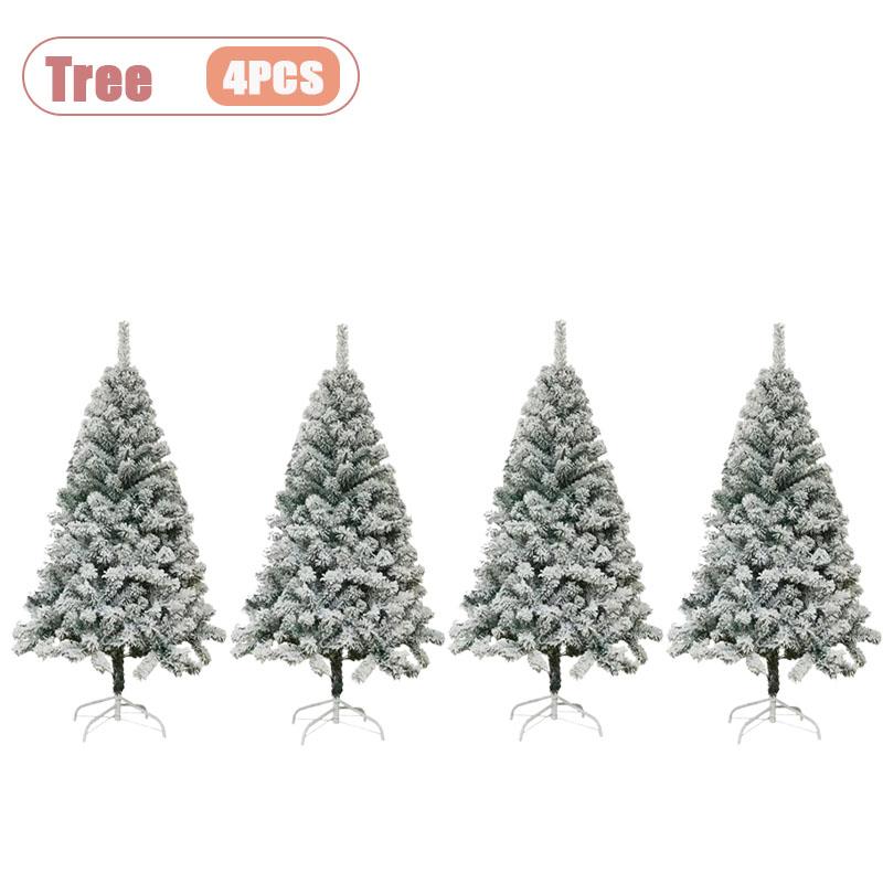 1-4PCS Artificial White Snow Christmas Tree PVC Flocked Pine Tree Winter Home Decor for Office Mall Window Party Holiday Display