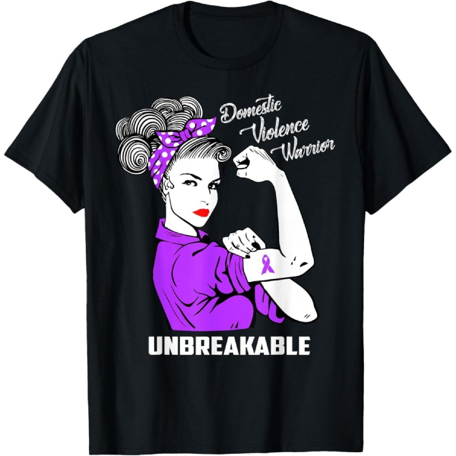 Domestic Violence Warrior Unbreakable T-Shirt Awareness Gift T-Shirt(1) S