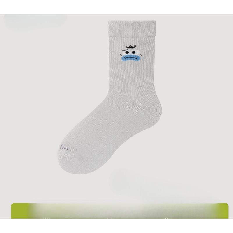 Lustige und niedliche Socken für Mädchen im Frühling und Herbst, dünn und süß mit Ausdruck, mittelhohe Socken, trendige Plüschsocken, lockere Socken