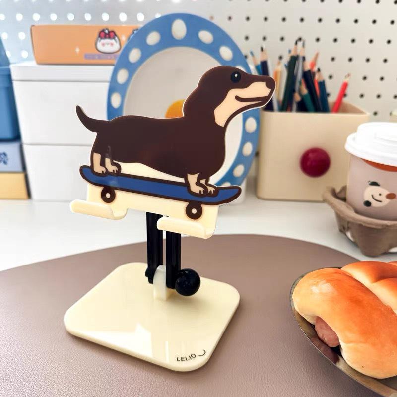 Sausage Dog Cartoon Phone & Tablet Holder - Customizable Acrylic Stand синий