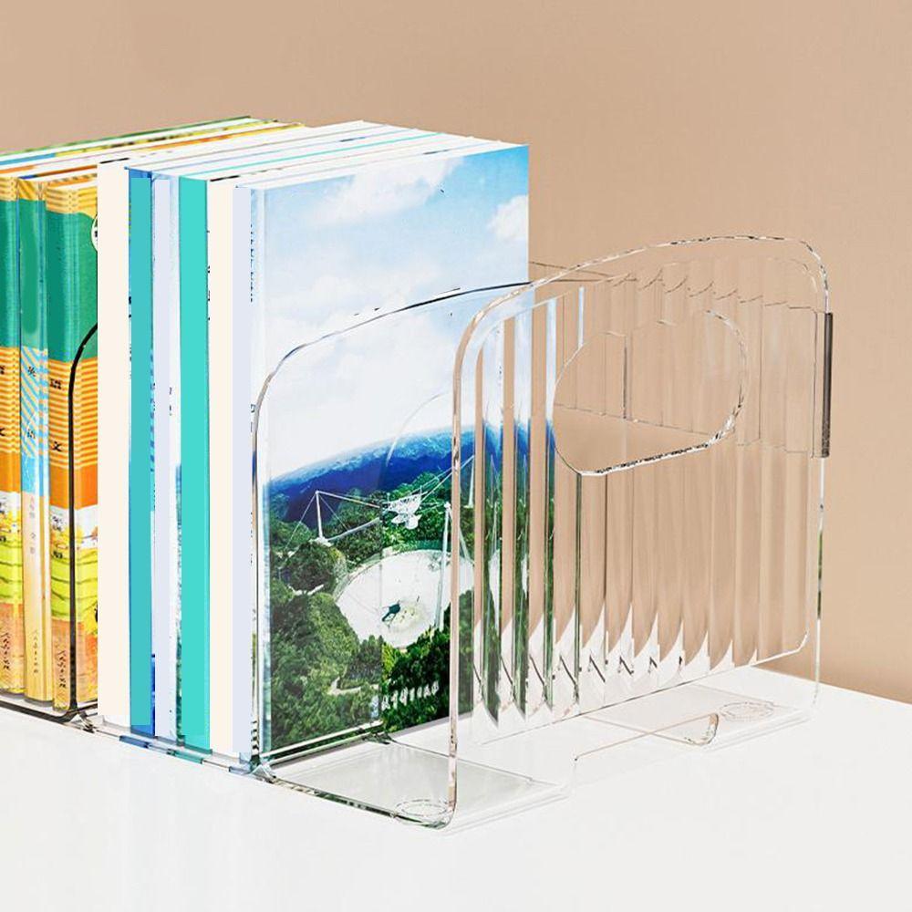Simple Acrylic Book Stand Save Space Clear Bookshelf Portable Divided Book Stand  Student Use
