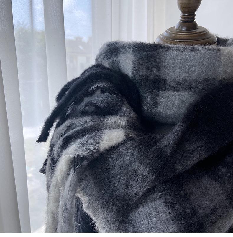 Luxurious Faux Fleece Scarf for Women - Cozy, Thick & Warm Winter Shawl with Tassels, Breathable Polyester, Perfect for Casual Outings