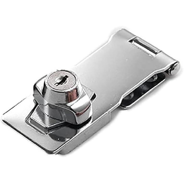 1pcs Zinc Alloy Hasp Latch Locks, 2.5 Inches, with 2 Keyed Hasp Latches Locking Knob, Drawer Lock Filing Cabinet Lock Closet Lock, Safety Hasp Lock,