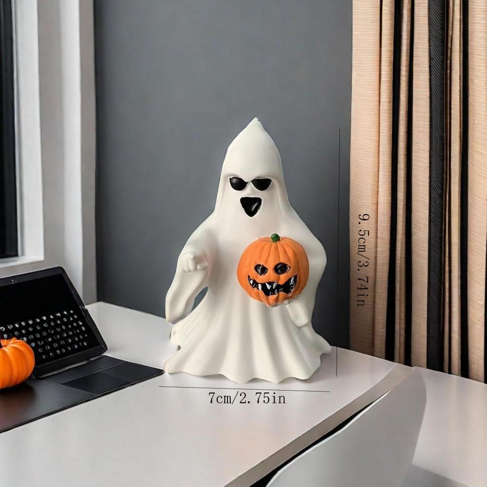 Halloween Ghost Figurine - Spooky Resin Ghost Statue, Cute Finger Ghost Ornaments, Perfect for Indoor & Porch Halloween Decor