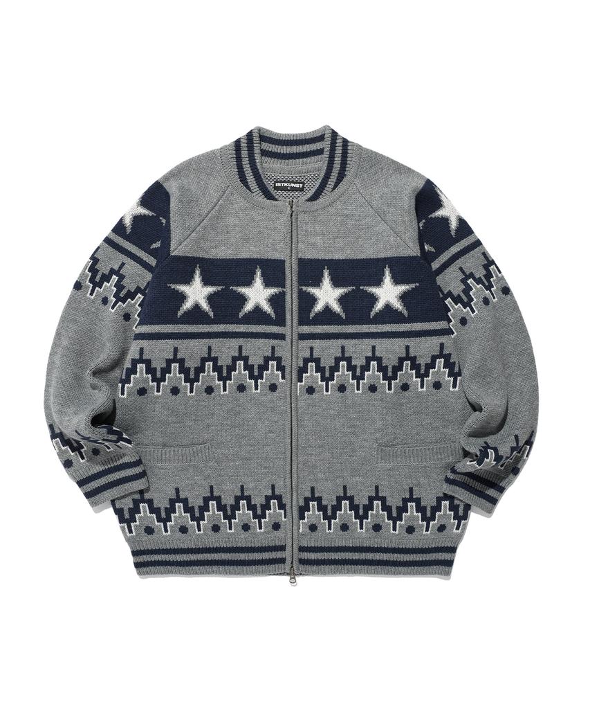 ISTKUNST Star Cowichan Knit Cardigan_Grey(Ik2Ffmk680A)
