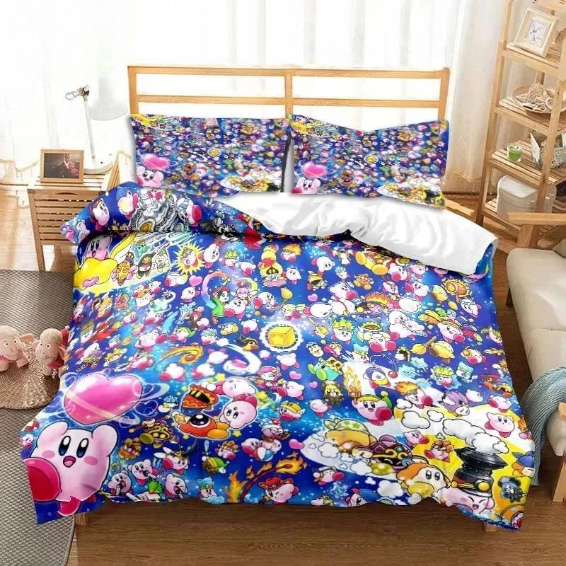 3D Printed Kawaii Cartoon Kirbys Bedding Collection Single Twin Full Queen King Size Bed Collection Adult Kid Bedroom Bedding Gift