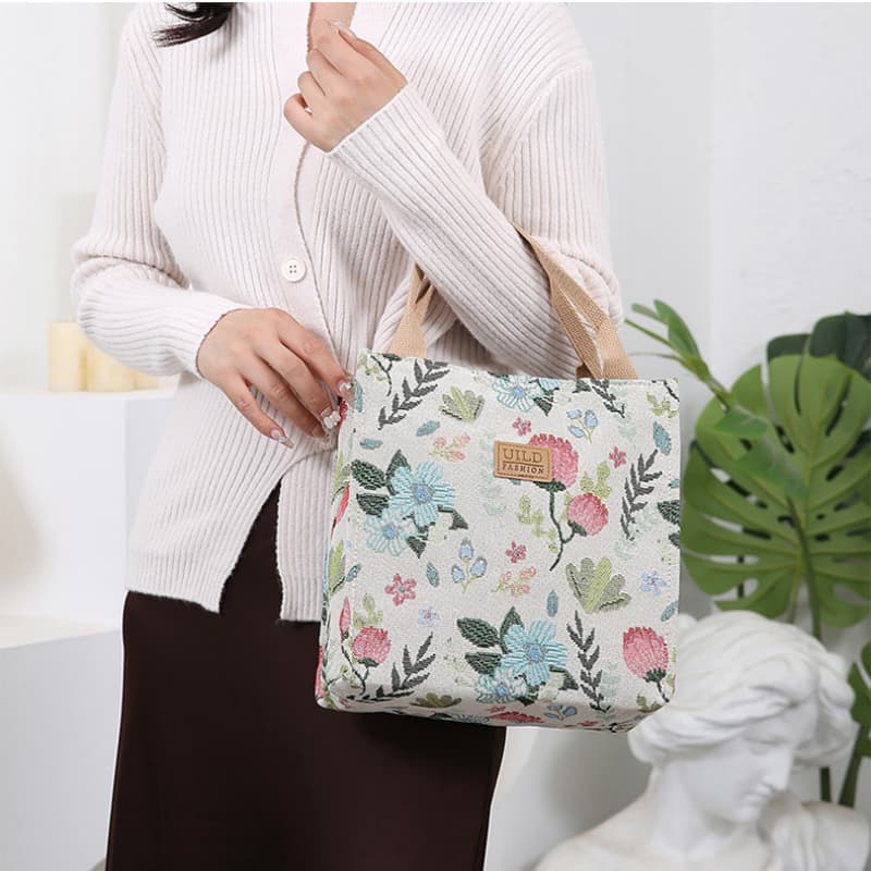 Vintage velká plátěná taška s květinovým vzorem