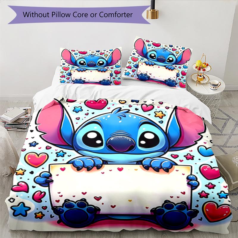 3pcs Stitch Bedding Set Duvet Cover Closure Includes 1 Duvet Cover & 2 Pillowcases, Soft and Comfortable for All Seasons.