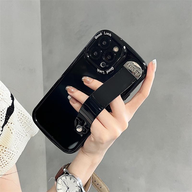 

Стильный однотонный ремешок на запястье для Apple iPhone 14 Pro Max — защита от падений, кронштейн, модный мягкий дизайн.