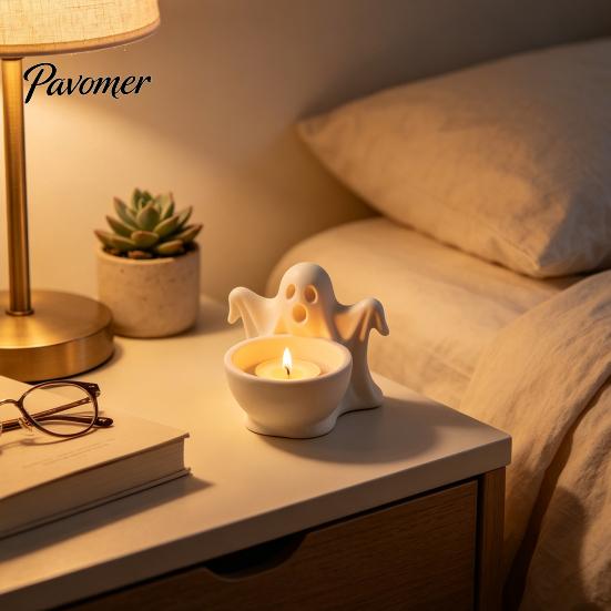 Decorative Ghost Figurine 3D Printed Storage Ornament, Cute Candy Bowl, Halloween Desktop Minimalist Home Decor Jewelry Holder, Creative Desk