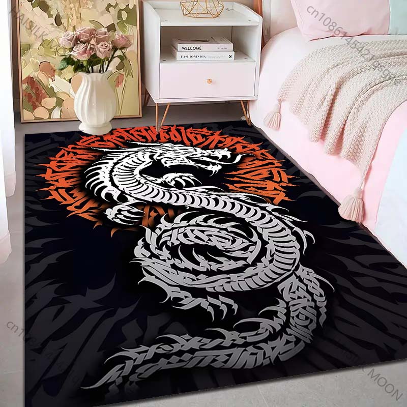 Dragon Pattern Calligraphy Art Pattern Rug Carpets for Bedroom Living Room Sofa Mat Creative Door Mat Cloakroom Home Decor